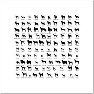 100 Dog Breeds Silhouettes Posters and Art
